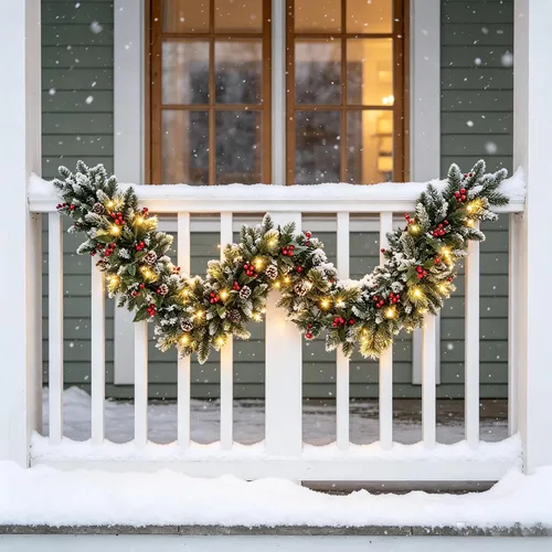 Vista 5 de HipTree - Guirnalda de Navidad de 6 pies con luces para mantel