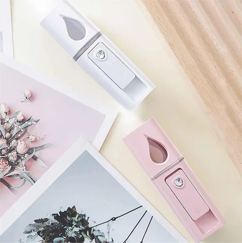 Vista 6 de GIVERARE Nano vaporizador facial, práctico mini rociador con espejo, rociador de niebla recargable por USB, tanque de agua visual hidratante e
