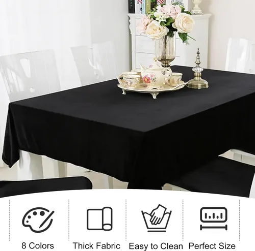 Vista 7 de Paquete de 4 manteles cuadrados de mesa de 52 x 52 pulgadas, mantel negro lavable a máquina, tela de poliéster, cubierta de mesa para comedor