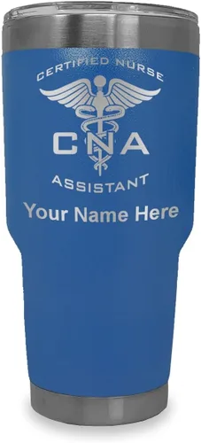 Vista 34 de LaserGram Vaso aislado al vacío de 20 onzas, asistente de enfermera certificada por CNA, grabado personalizado incluido (negro)