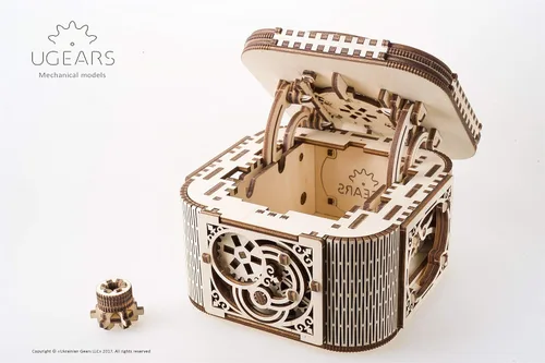 Vista 4 de Caja de tesoro, rompecabezas de madera 3D, juego para adultos para armar tú mismo, de UGears