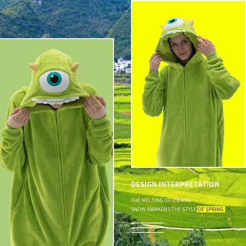 Vista 2 de COSUSKET Snug Fit Unisex Adult Onesie Pajamas, Flannel Cosplay Animal One Piece Halloween Costume Sleepwear Homewear