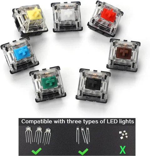 Vista 2 de YMDK Gateron MX Switch - Carcasa transparente de 3 pines y 5 pines para teclado mecánico, compatible con Cherry MX