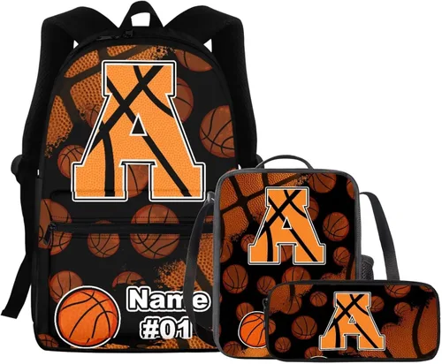 Vista 125 de FOR U DESIGNS Fuego baloncesto impreso niños escuela mochilas viaje mochila libro bolsa
