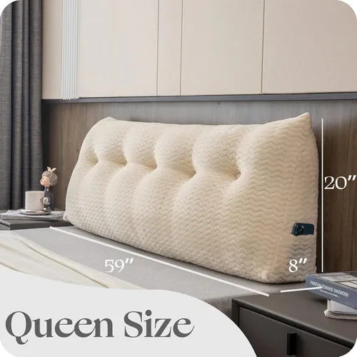 Vista 2 de Cabecera triangular grande, respaldo de cuña y soporte de posicionamiento, almohadas de lectura, almohadas de cuña para cama de día con funda