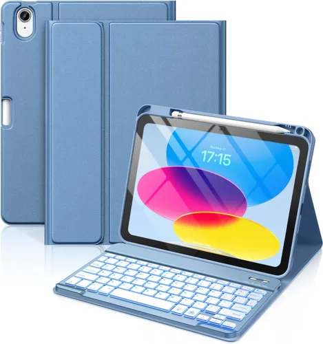 Vista 14 de Hamile Funda para iPad de 11ª y 10ª Generación con Teclado - Funda de Teclado Folio Inalámbrico Desmontable con Retroiluminación de 7
