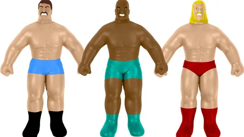 Vista 5 de JA-RU Super Elastic Wrestlers (3 luchadores) - Figura de acción clásica retro blanda para niños y adultos, juguetes para niños. Juguete