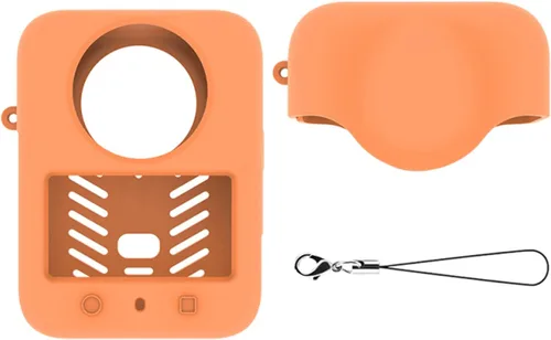 Vista 11 de Funda protectora de silicona + cubierta de lente para DJI Osmo 360, funda protectora suave a prueba de arañazos lateral de la batería abierta Negro