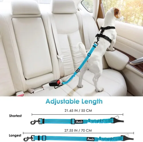 Vista 57 de SlowTon Cinturón de seguridad para perro, correa de cinturón de seguridad ajustable para perro, 2 en 1, cinturón de seguridad para perro