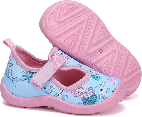 Vista 7 de FANTURE Zapatos de agua para niños y niñas, lindas sandalias acuáticas, playa, piscina, parque acuático, tenis acuáticos, para niños pequeños