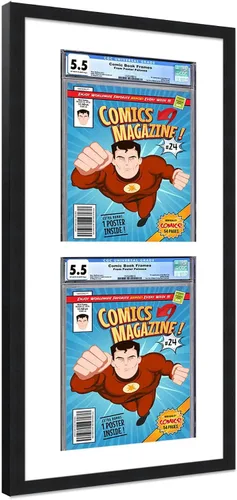 Vista 84 de Poster Palooza Marco de cómics con paspartú para 1 cómic de grado CGC, CBCS o PGX, marco de cómic de bronce para cómic de 8.125 x 13 pulgadas