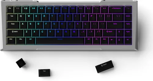 Vista 2 de PWNAGE Juego completo de teclas PBT - Juego de teclas de teclado completo PBT de doble disparo con brillo (negro)