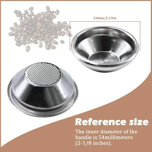 Vista 4 de Cesta de filtro no presurizada de 2.126 in para portafiltro Breville de 2.126 in, tamiz de una sola taza, 0.35 oz de capacidad de polvo, cesta
