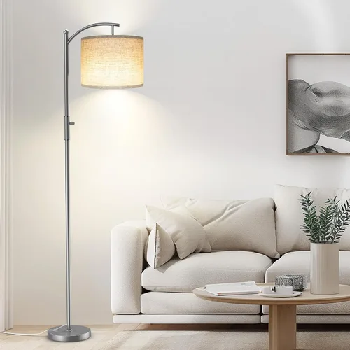 Vista 9 de ROTTOGOON Lámpara de pie regulable, lámparas de pie de arco para sala de estar, lámpara de pie moderna de atenuación continua con pantalla de lino