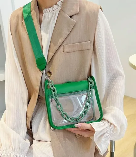 Vista 3 de Bolsa transparente para mujer, bolsa de concierto, aprobada para estadios, bolsa transparente de hombro, bolsa cruzada, bolsa de regalo