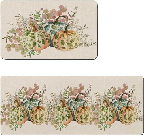 Vista 7 de Tapete de baño antideslizante con hojas y calabazas, de secado rápido y absorbente, de tierra de diatomeas, para fregadero de cocina, lavable