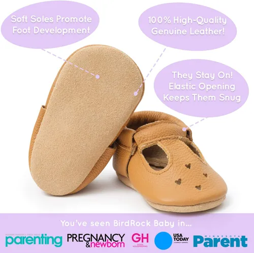 Vista 2 de BirdRock Baby Mary Jane - Mocasines para bebé de piel auténtica con suela suave para recién nacidos, bebés, infantes y niños pequeños.