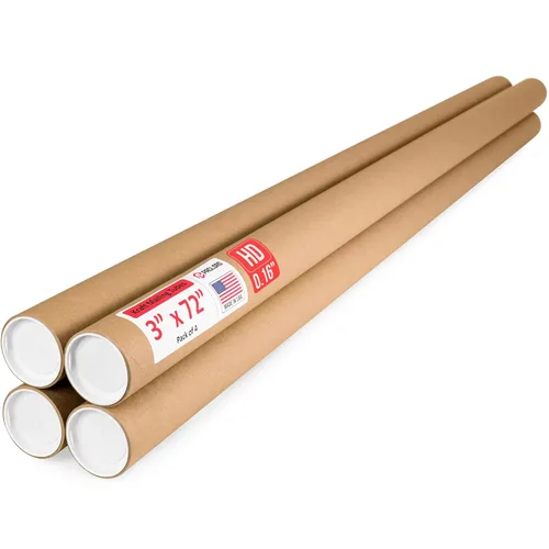 Vista 32 de Tubo de cartón reforzado de 2 x 18 pulgadas, paquete de 4 tubos con 8 tapas, seguro aprobado por USPS, ideal para envío y almacenamiento