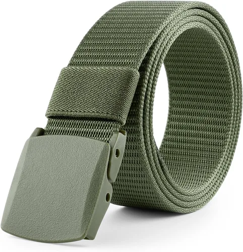 Vista 17 de JASGOOD Cinturón de hombre de lona de nailon transpirable, estilo militar táctico, con hebilla de plástico