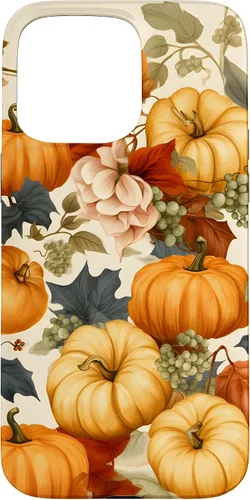 Vista 28 de Funda de estilo vintage para iPhone 16 con hojas de otoño y calabazas