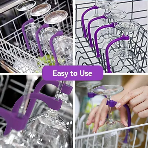 Vista 8 de 8 piezas de accesorios de silicona para lavavajillas, protector de copas de silicona flexible para copas de vino, protector de lavavajillas