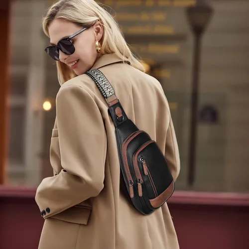 Vista 7 de Bolsos cruzados CLUCI para mujer y hombre, bolso bandolera de cuero, mochila de cuerpo cruzado para mujer, regalos para mujeres, cumpleaños, único