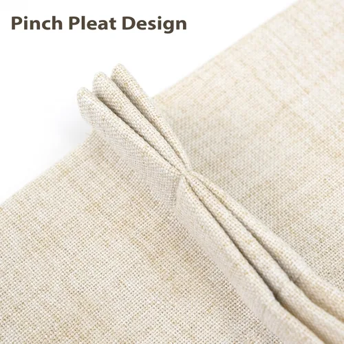 Vista 2 de DriftAway Cenefa plisada para ventana de cocina, cenefa de lino sintético con textura de color beige sólido para sala de estar, cenefa de lino