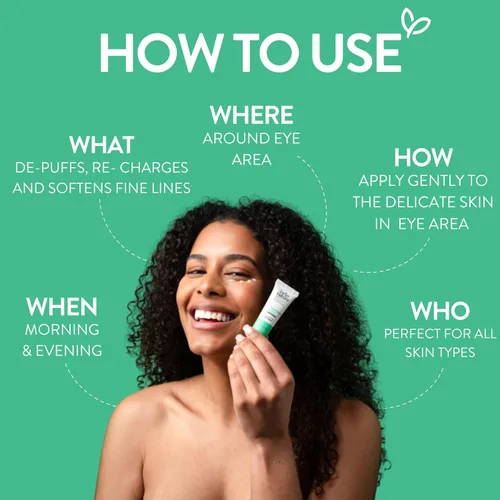Vista 4 de By Nature Botanicals Crema para debajo de los ojos con ácido hialurónico y cafeína, crema de ojos reafirmante y refrescante para ojeras, cuidado