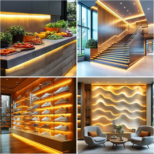 Vista 3 de Luces de tira LED 24V COB LED Blanco cálido 3000K Súper brillante tira LED 16.4 pies 5M sin puntos de alta densidad Corta y flexible para proyectos