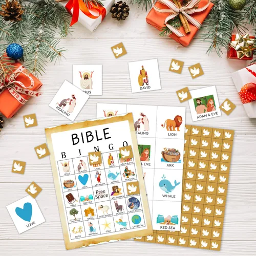 Vista 3 de Juegos de fiesta de bingo de Navidad con 24 jugadores, juegos de fiesta de Navidad para mujeres, suministros de fiesta, actividades familiares