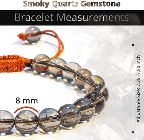 Vista 149 de Adjustable Crystal Bracelet – Gemstone Bead Bracelet with Adjustable Macrame String – Chic Gemstone Bracelet for Men and Women – 8mm Round Healing