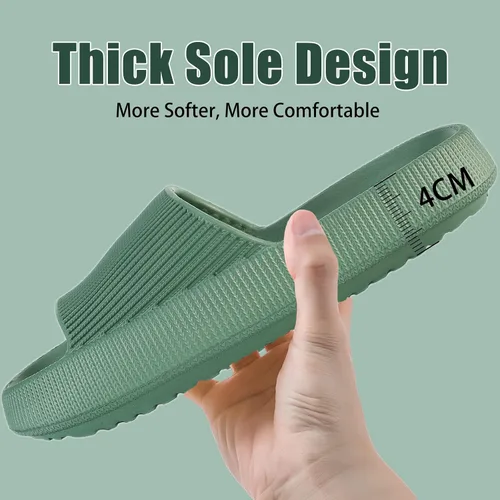 Vista 5 de rosyclo Pantuflas con sensación de nube para mujeres y hombres, pantuflas acolchadas para la ducha, sandalias de baño, máxima comodidad, ligeras