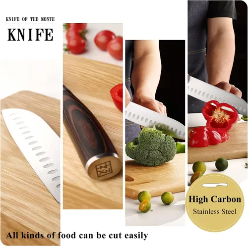 Vista 7 de KEEMAKE Juego de cuchillos Santoku de 2 piezas, juegos de cuchillos de chef japonés con cuchillos de cocina de acero inoxidable de alto carbono