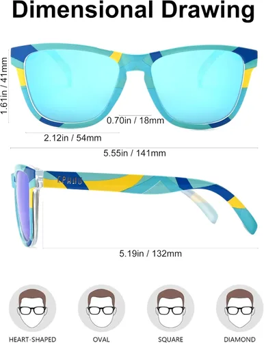 Vista 3 de EPHIU Lentes de sol polarizados para hombres y mujeres, lentes de espejo unisex para correr, senderismo, ciclismo, sin rebote, sin deslizamiento