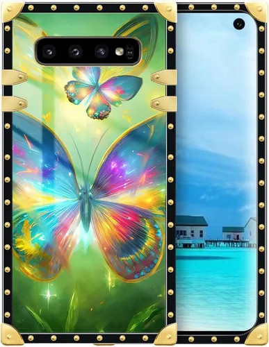 Vista 200 de Funda compatible con Samsung Galaxy S10 4G, TPU suave de lujo y parte trasera de policarbonato duro para niñas y mujeres, funda protectora a prueba