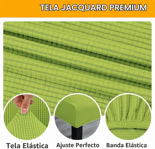 Vista 3 de Juego de 2 fundas para sillas de comedor, fundas elásticas para sillas de comedor, fundas para sillas de cocina de jacquard texturizadas, decoración