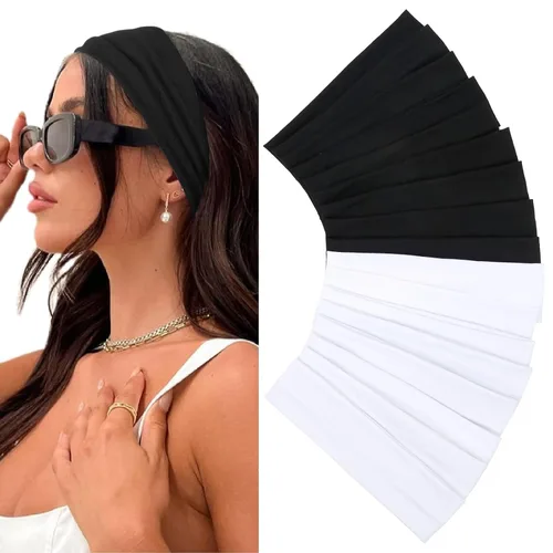 Vista 12 de Diademas elásticas antideslizantes de tela suave para mujer, paquete de 16 unidades, para yoga, correr, accesorios deportivos para el cabello