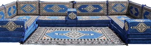 Vista 8 de arabicsofa Cojines de piso árabe en forma de U – Sofá tradicional Majlis con sofá otomano