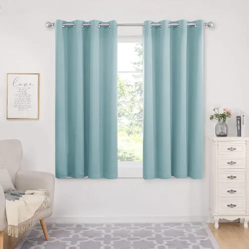 Vista 158 de Deconovo Cortinas opacas 100% con forro negro, cortinas con ojales aisladas térmicamente que reducen el ruido, doble capa para oscurecer