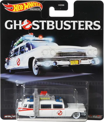 Vista 3 de Hot Wheels Real Riders Ghostbusters Classic ECTO-1 Vehículo de Fundición a Presión Escala 1:64