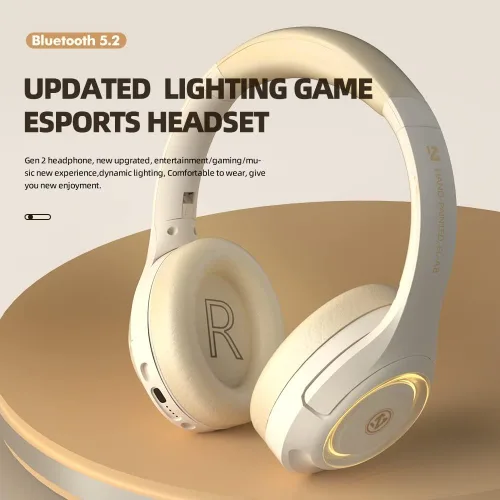 Vista 2 de Auriculares inalámbricos para juegos auriculares inalámbricos RGB HiFi con graves estéreo con micrófono para PS4 PS5 teléfono celular PC Bluetooth