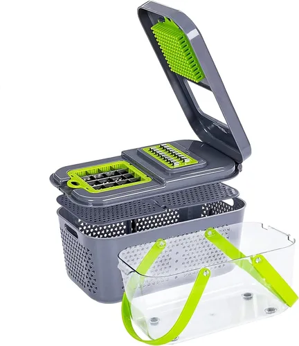 Vista 2 de Picador de verduras - Picador de cebolla profesional 22 en 1 - Picador multifuncional de alimentos con separador de huevos - Cortador de verduras