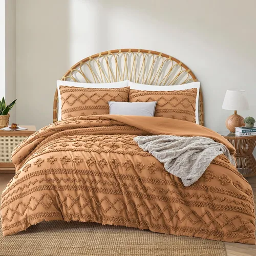 Vista 37 de Oli Anderson Juego de Edredón Beige Queen Acolchado Juego de Ropa de Cama Queen 3 Piezas, Edredón Boho Shabby Chic con 2 Fundas de Almohada