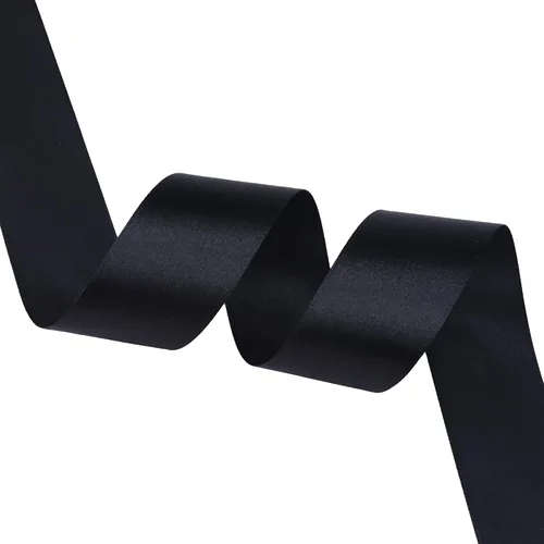 Vista 2 de VATIN Cinta de satén negro sólido de 1-1/2 pulgadas, cinta de tela artesanal de 50 yardas para envolver regalos, arreglos florales, decoración