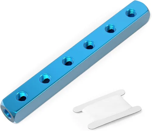 Vista 13 de TAILONZ PNEUMATIC Bloque de aluminio de derivación de 2 vías plateado, distribuidor de aire de distribución de aire de conducto neumático