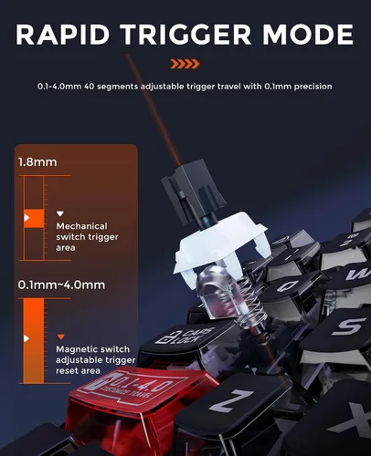 Vista 4 de DAREU EK75RT - Teclado para juegos con cable de disparo rápido, interruptor magnético de efecto Hall, accionamiento ajustable, 75% TKL con perilla