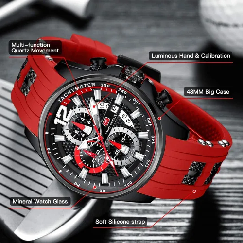 Vista 2 de Mini Focus Men Watch Casual Fashion Wrist Watches (ChronographWaterproofLuminousCalendar) Silicon Band Quartz Watches for Men