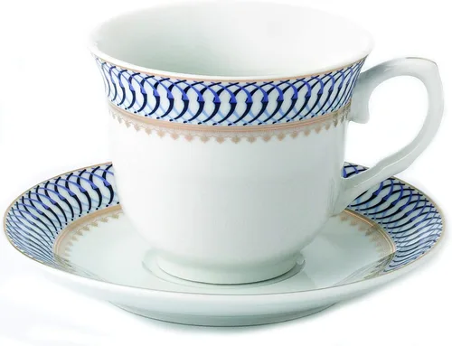 Vista 2 de Lorren Home - Juego de té y café para 4 unidades, 8 onzas, color azul y dorado