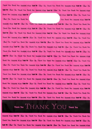 Vista 7 de Bolsas de plástico negras con mango troquelado "Thank You" de 9x12 50/cs- marca Bags Direct