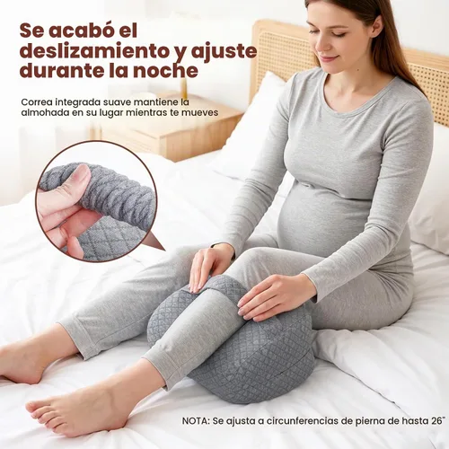 Vista 4 de Almohada de rodilla para dormir de lado, almohada de espuma viscoelástica de apoyo para las piernas para dormir de lado con correa elástica Gris